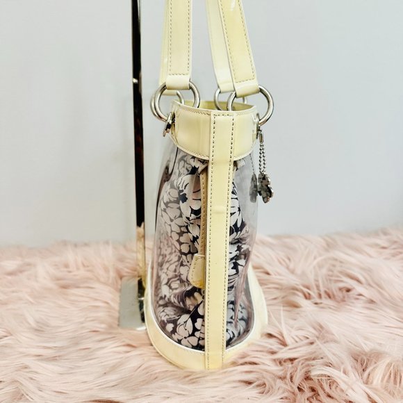 AUTHENTIC BURBERRY FLORAL VINYL AND PATENT LEATHER SHOULDER BAG VINTAGE - Picture 6 of 13